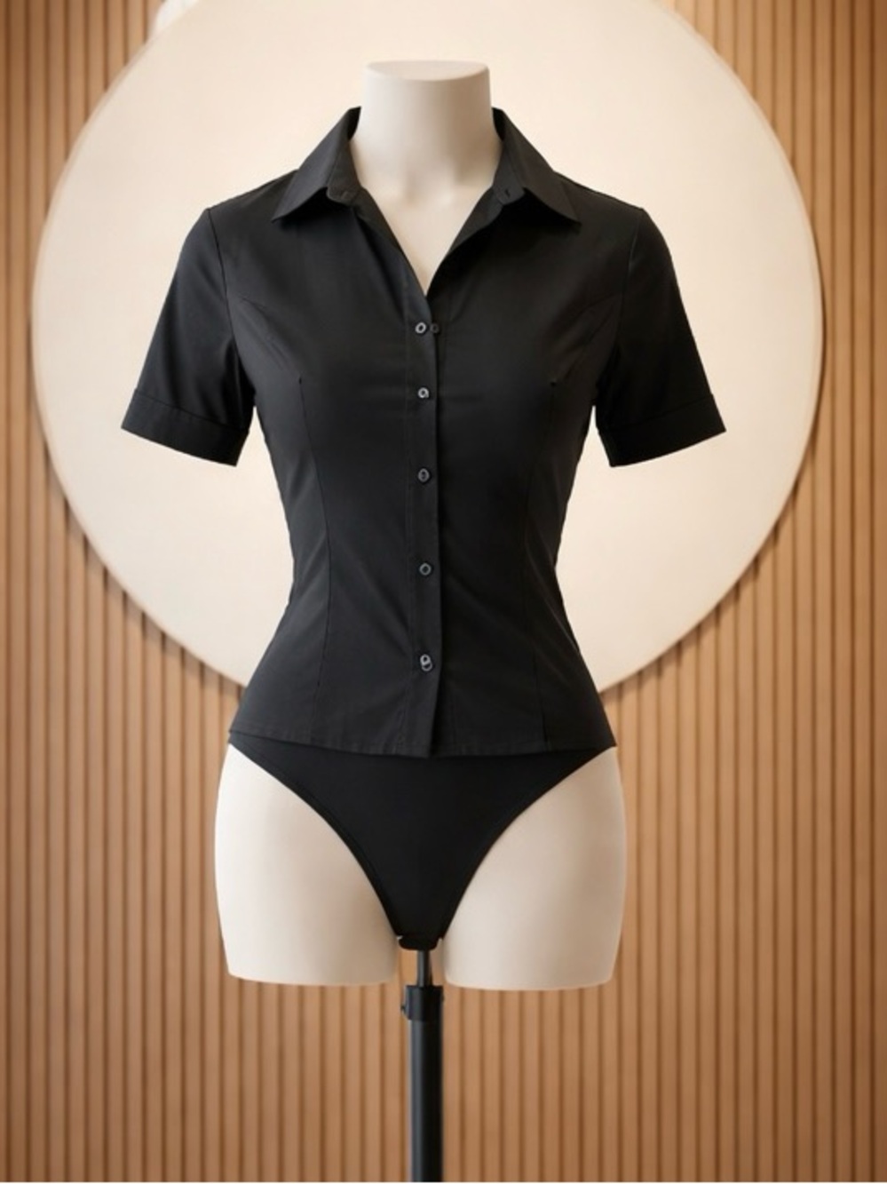 Theory Black Short-Sleeve Fitted Button-Down Shirt